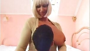 Hot step mommy with big tits fucks with