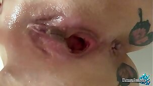 Babe Shows Pussy Closeup Immediately After Sex - All In Cum