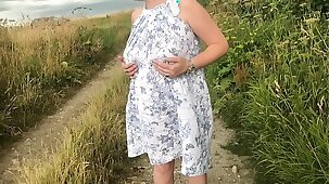 Wife stripping naked and playing outdoors and playing